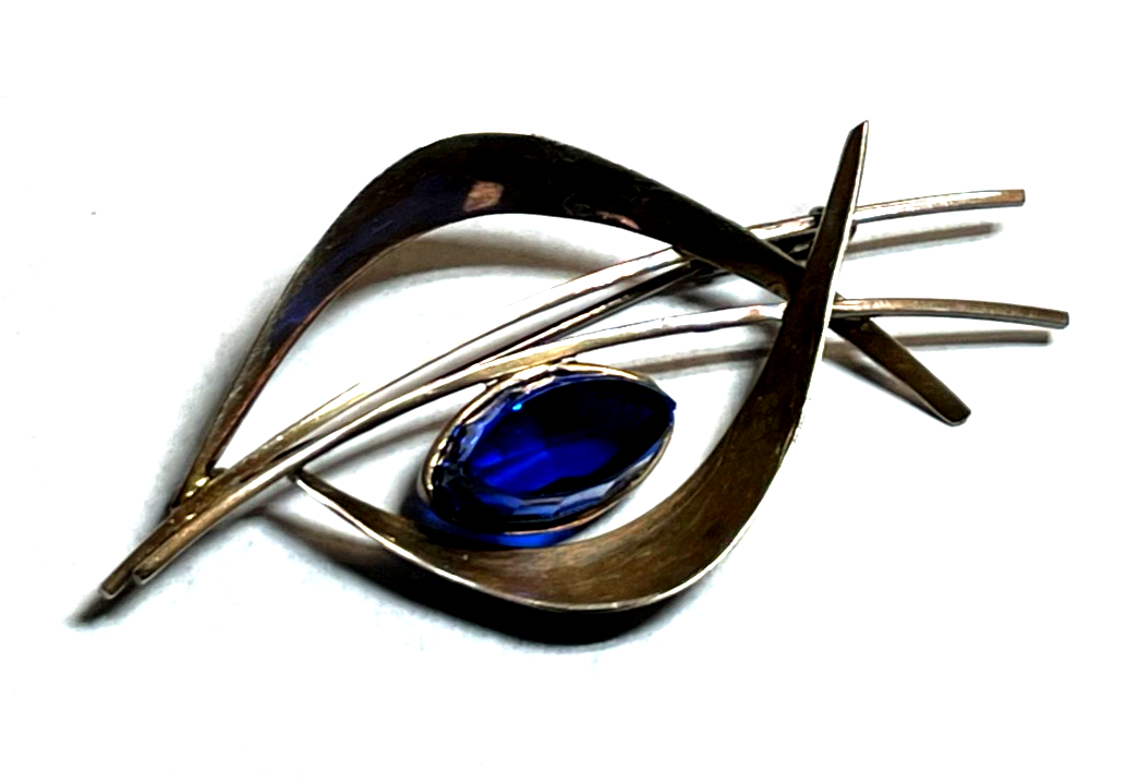 Vintage Design 333 Gold 8 K Brosche Anstecknadel mit Iolith Juwelier Qualität5