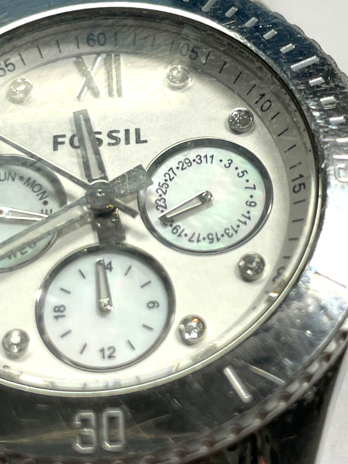 Fossil Edelstahl Armbanduhr unisex tragbar Ø 4 cm braucht neue Batterie gepfl.0