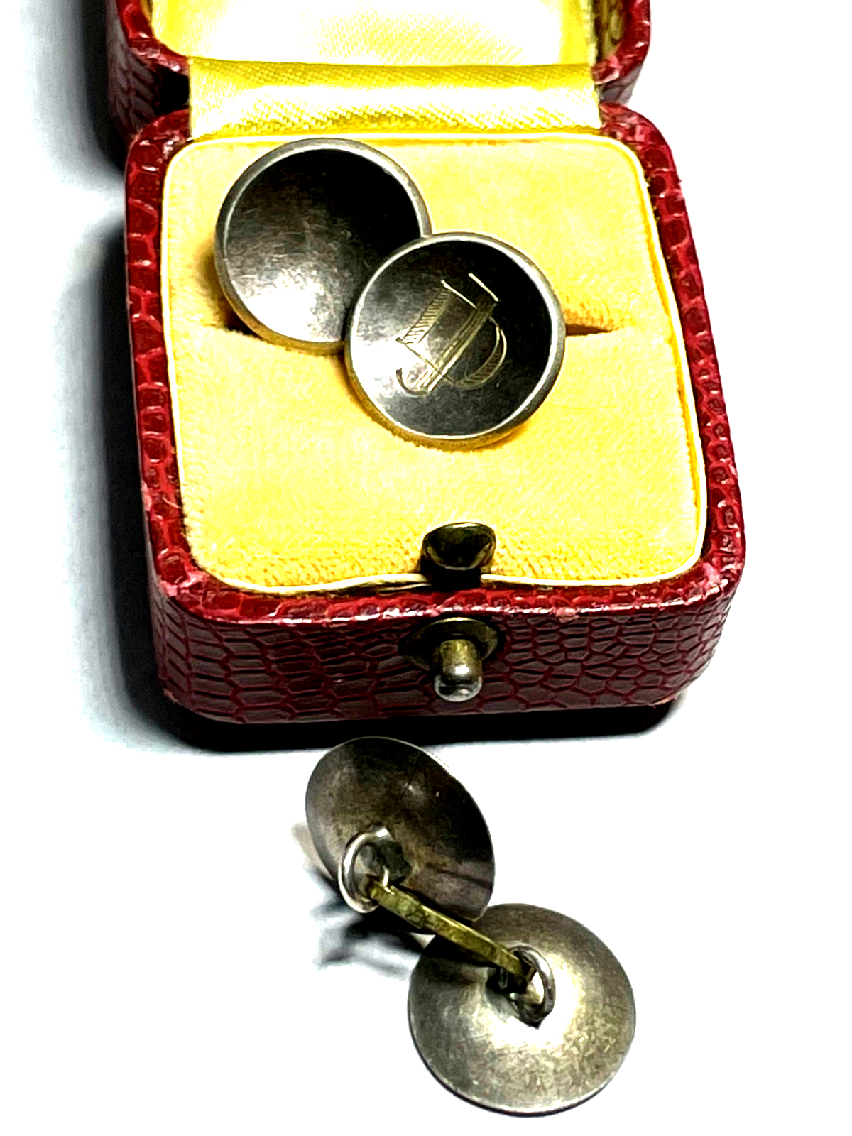 Antik Manschettenknöpfe unisex versilbert Initialen Gravur JD o DJ Buttons gepfl0