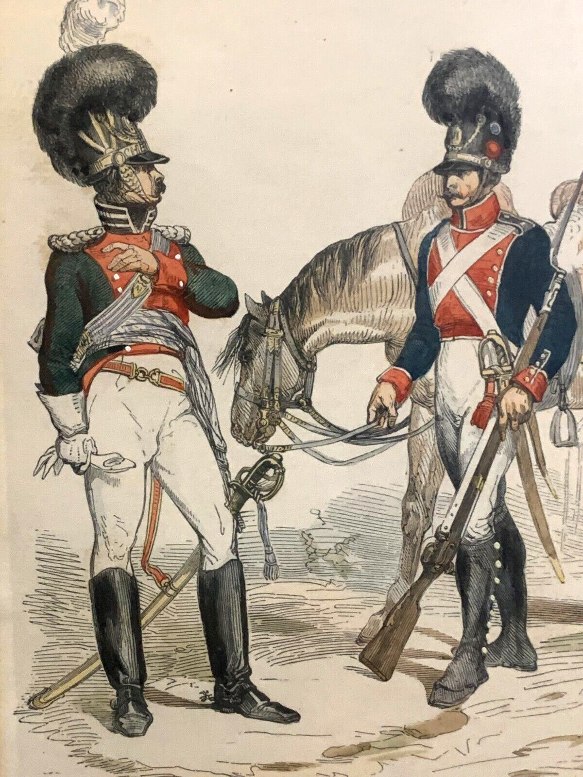 René Louis DEMORAINE  - Stahlstich koloriert - Bayrische Infanterie Uniform 18122