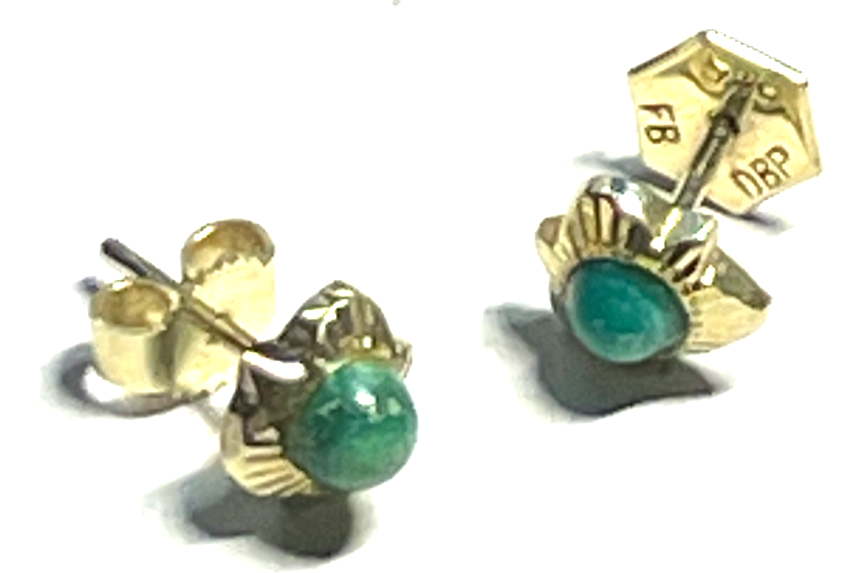 Paar 585 Gelbgold Ohrringe  Ohrstecker Türkis Klassiker Ø 7 mm top gepflegt3