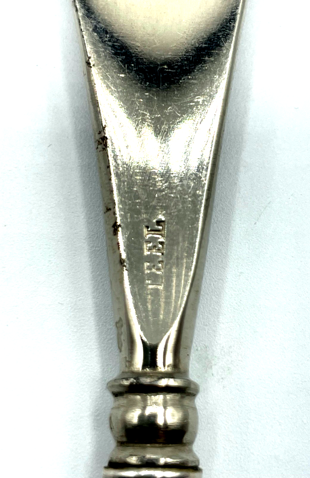 Antik Schuhlöffel Schuhanzieher 800 Silber Griff Stahl Löffel um 1910 L 19 cm2
