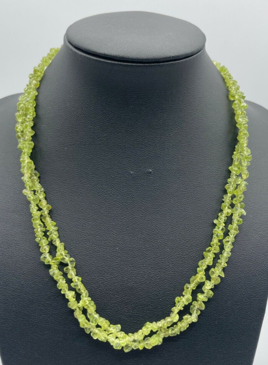 Natürlicher Peridot Kette Edelstein Splitterkette Endloskette o Verschluss L90cm0