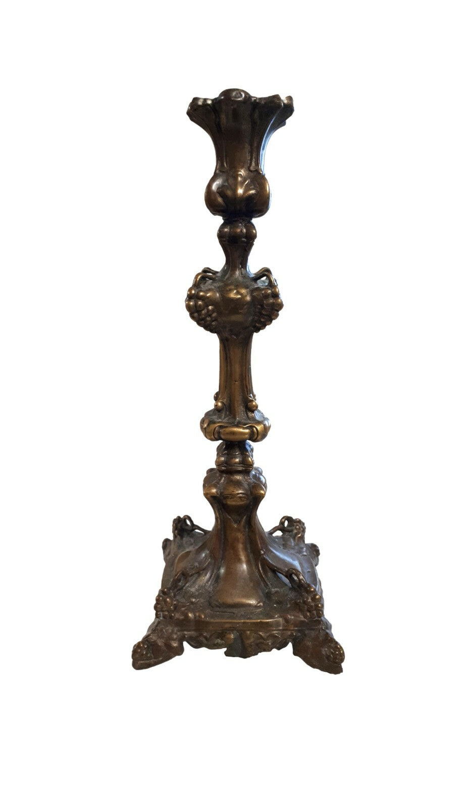 antiker Barockleuchter Kerzenhalter Kerzenständer - Messing Bronze Blech 1