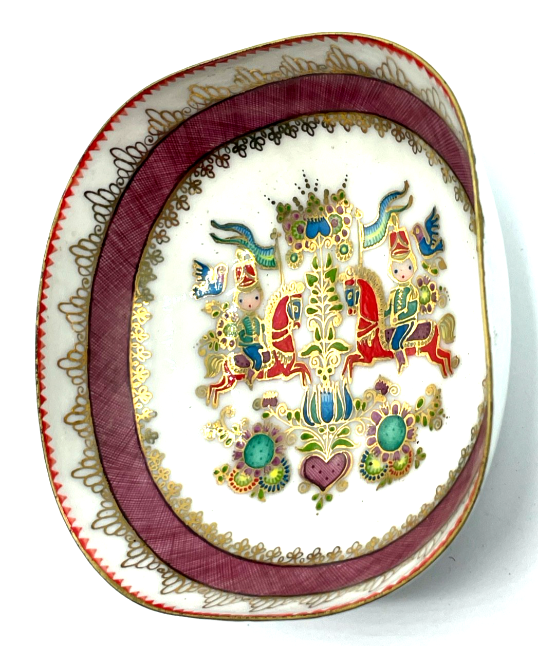 Vintage Handmade Austria Emaille auf Messing Schale 60erJ im Topzustand3