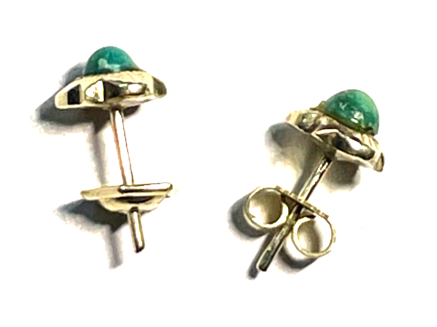 Paar 585 Gelbgold Ohrringe  Ohrstecker Türkis Klassiker Ø 7 mm top gepflegt5