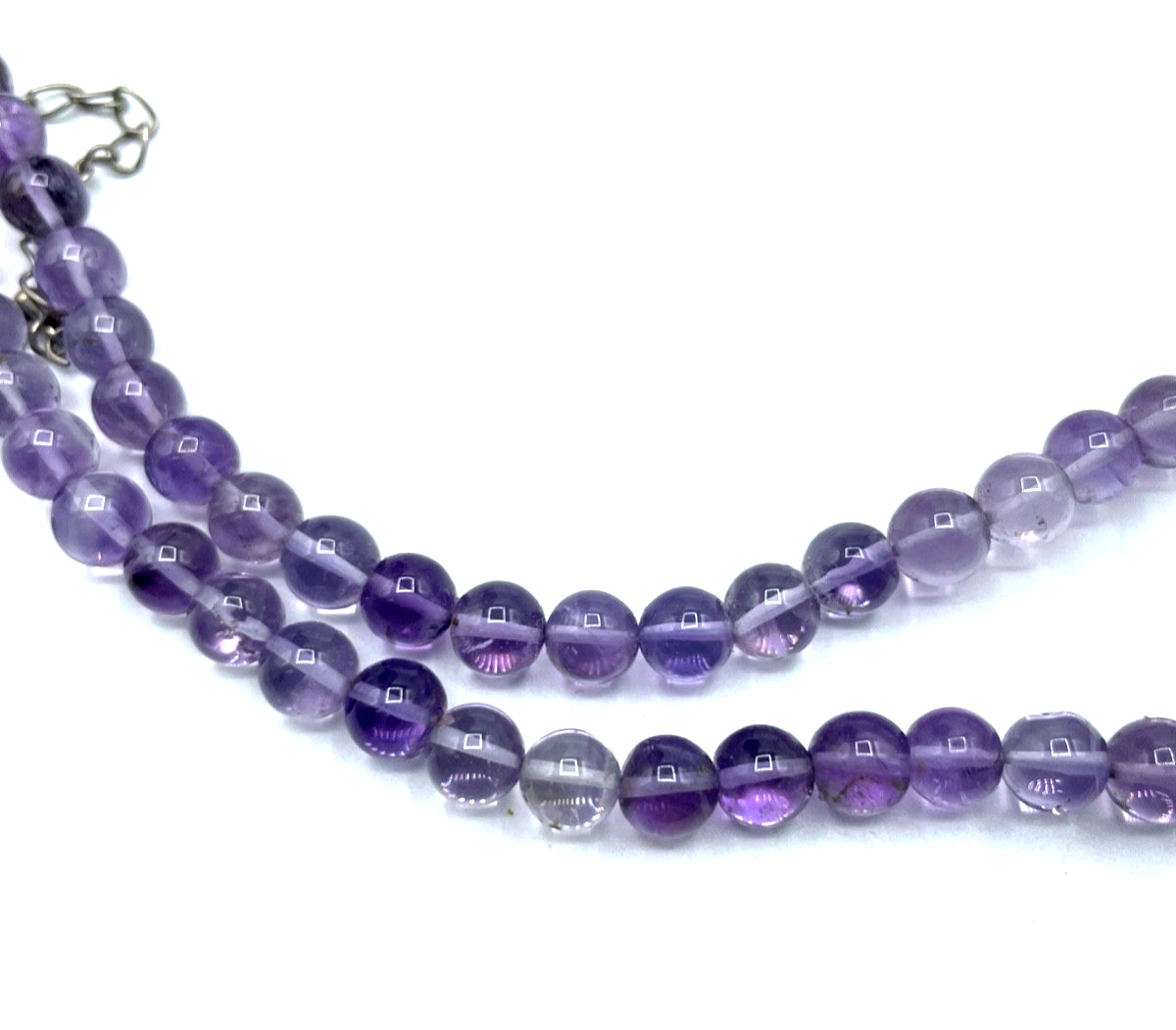 Helle echte Amethyst Kugelkette Ø 7 mm L 40-48,5 cm auf Edelstahl Kordel gepfl.3
