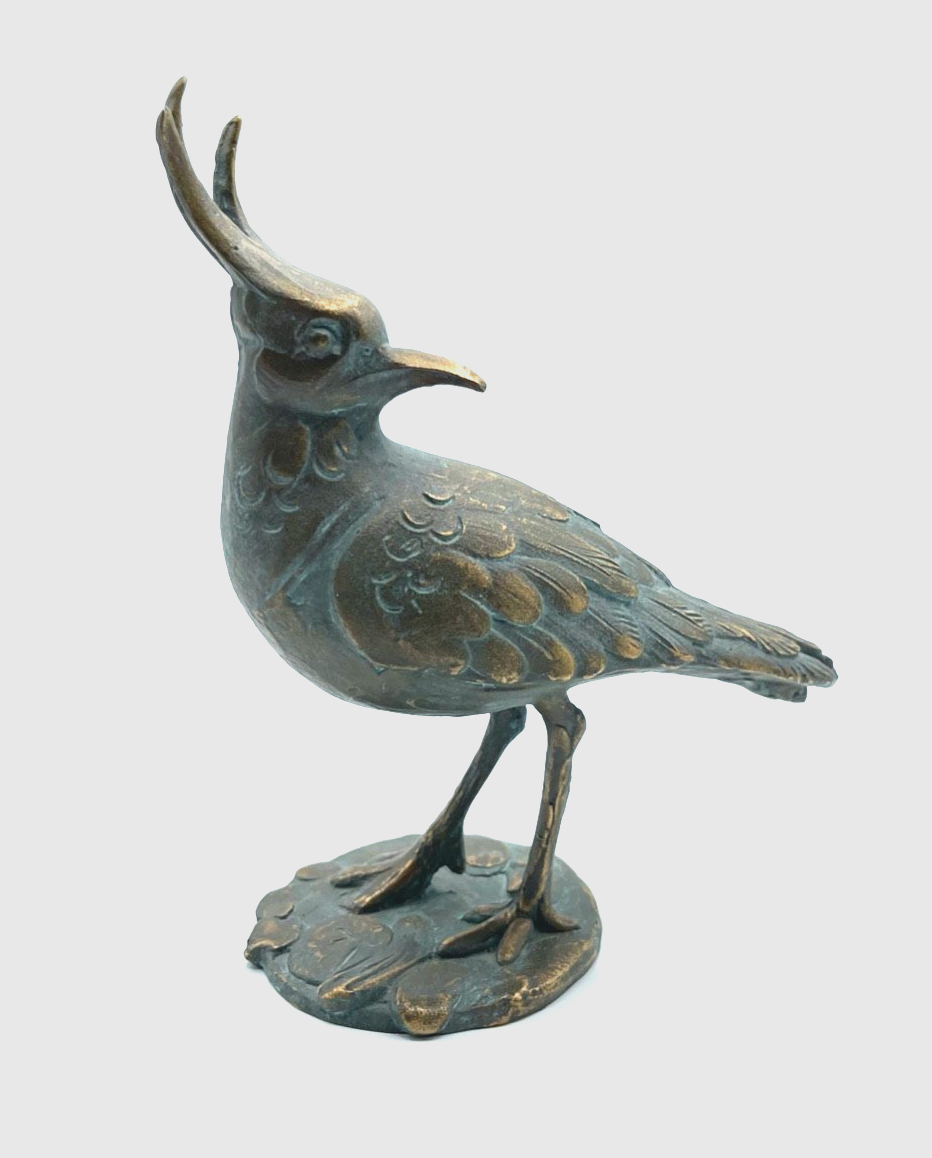 Strassacker Bronze Plastik mit Patina Vogel vollplastisch H 16,5 cm mit Stempel1