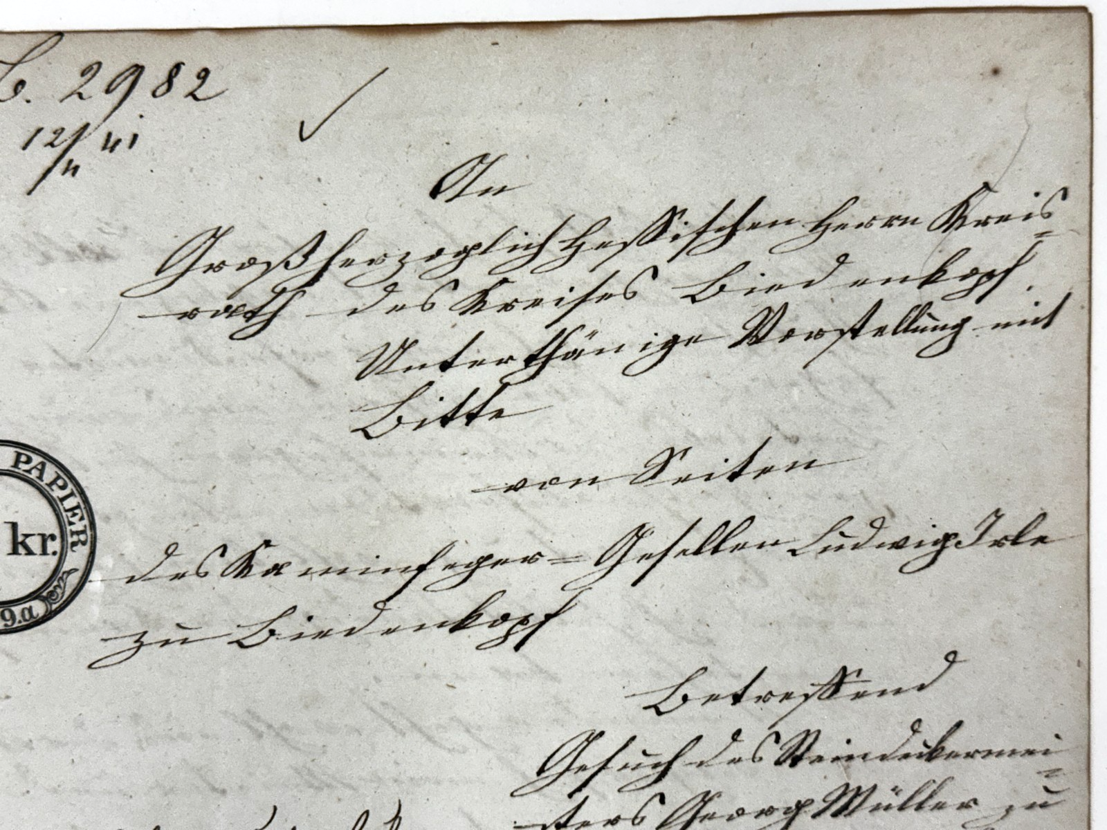 1841 Stempelpapier 36 Kreuzer – Großherzogtum Hessen – Brief Kreisamt Lindenfels4