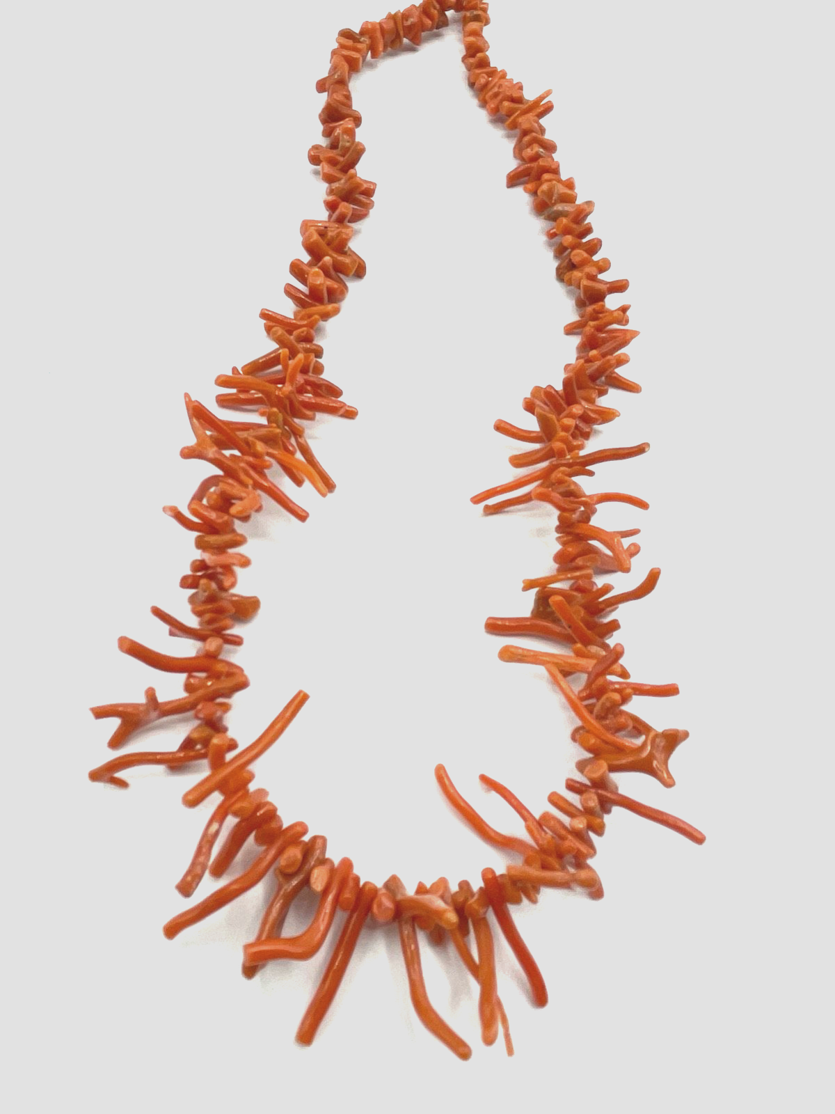 Vintage Korallenkette Stäbchen Koralle Collier Verlauf L46,5 cm Astkoralle Nr.100