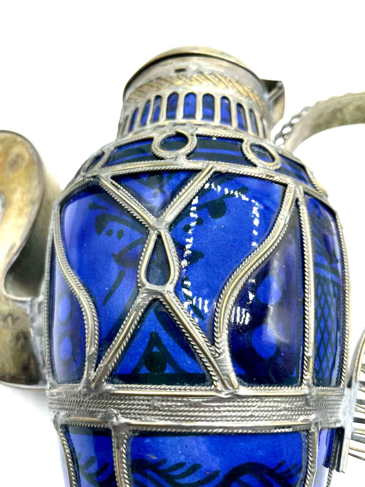 Dachbodenfund orientalische antik Kanne Keramik + versilberte Montur Handarbeit10