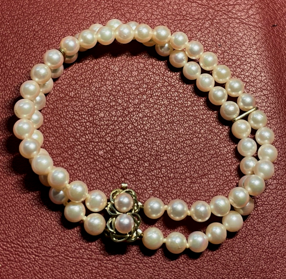 19 cm langes Akoya Perlen Armband mit 585 Gold Stegen + Schliesse top gepflegt6