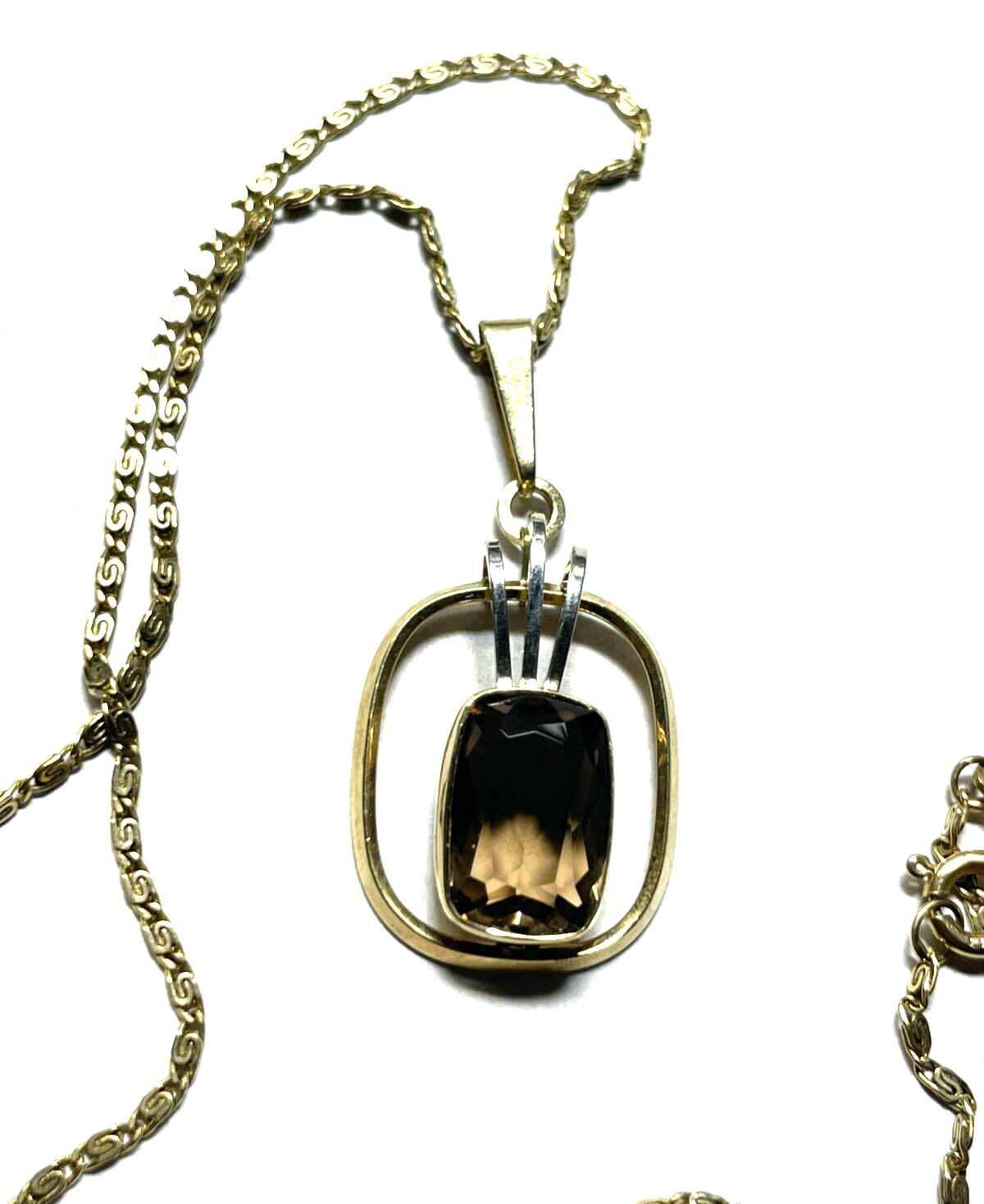 333 Gold 8 K Kette L 43 cm + aparter TEKA Rauchquarz Anhänger bicolor Juwelier4