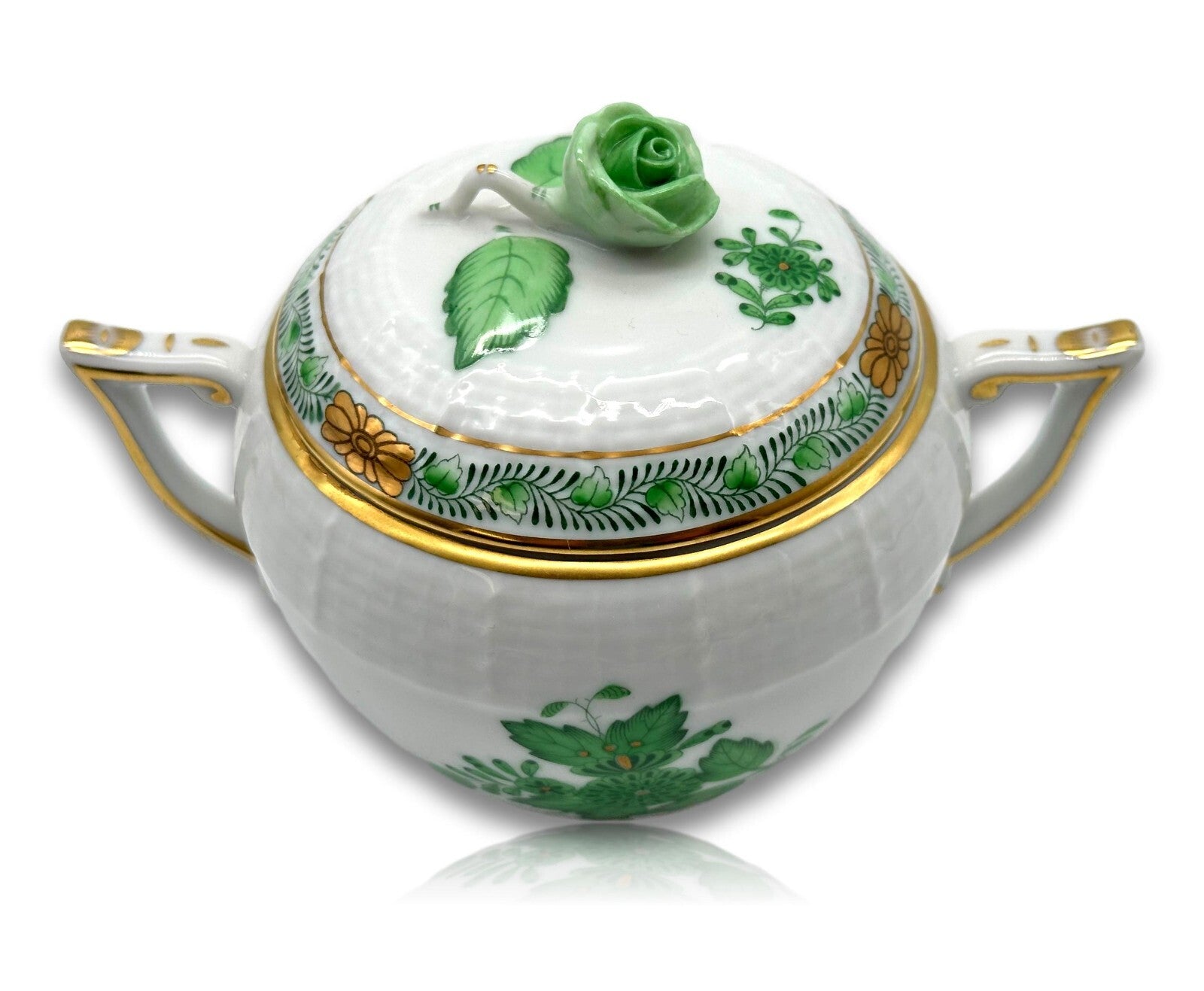 Herend 665 AV - Zuckerdose - Porzellan - Apponyi Green - Handbemalt - Ungarn1