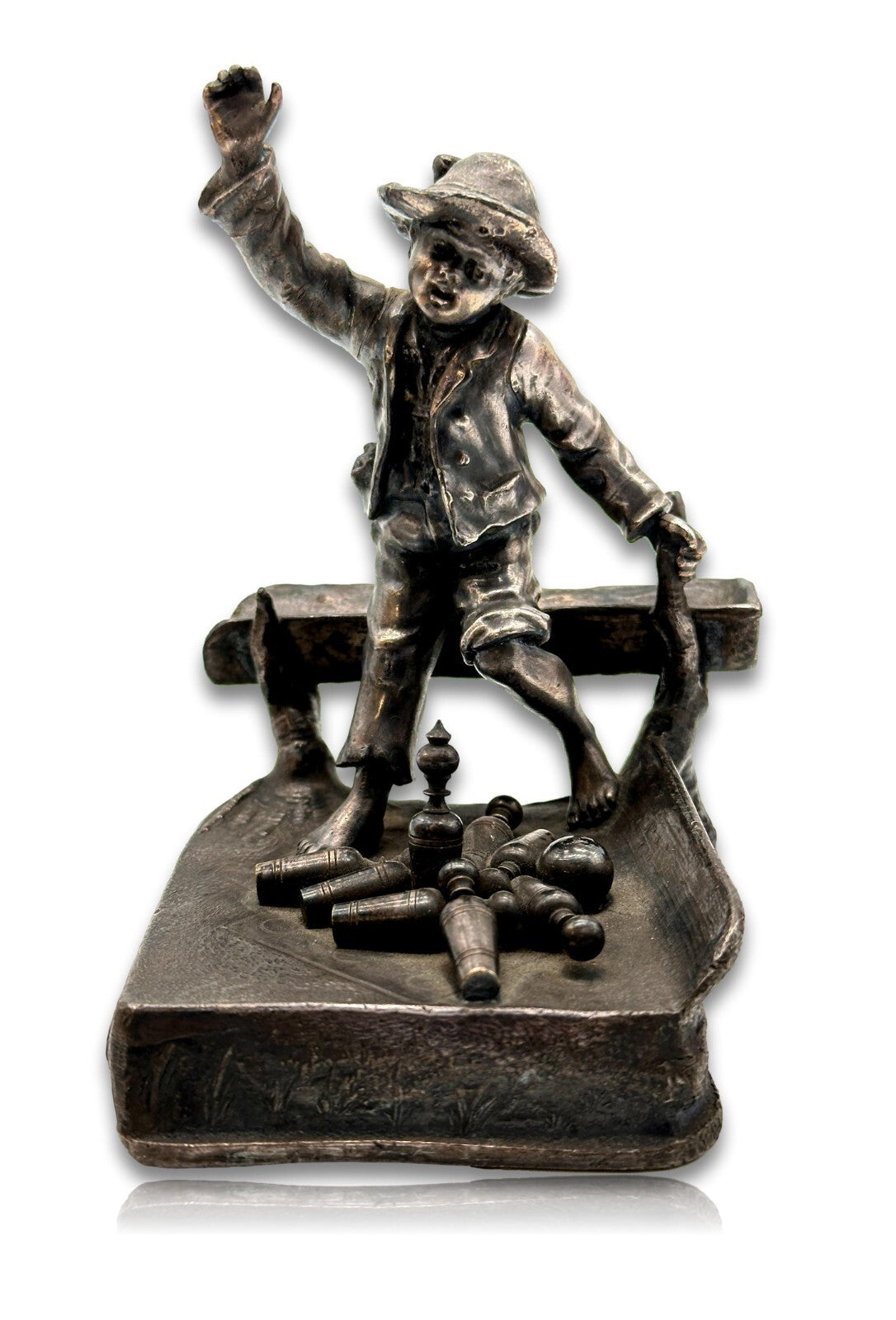 WMF 1886-1903 - Kegelbub Kegelaufsteller - figürlicher  Kegelpreis - patiniert2