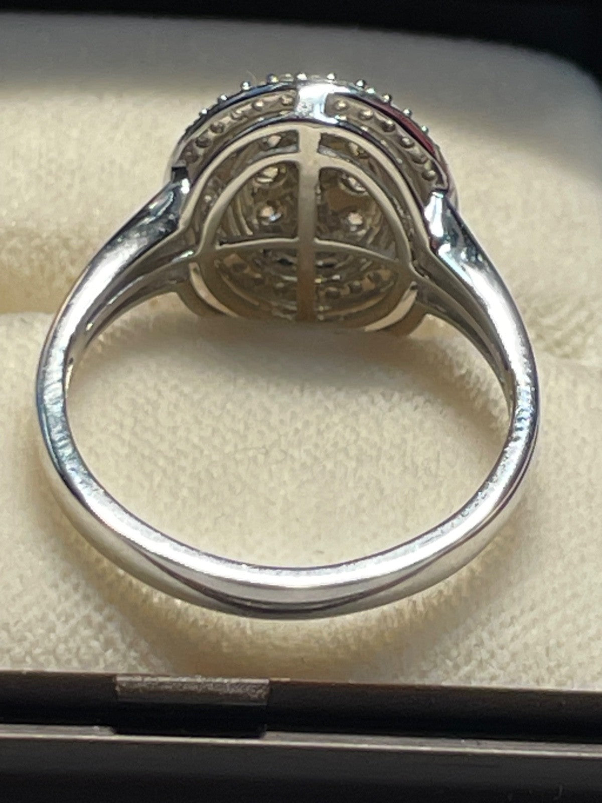 585 Gold 14 K Weißgold Entourage Ring Brillanten 2 farbig Ø 17,8 mm RG 56 gepfl.10