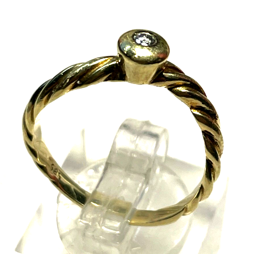 Solider massiver 585 14K Gold Ring Brillant besonders Ø 18 mm RG 57 Juwelier1