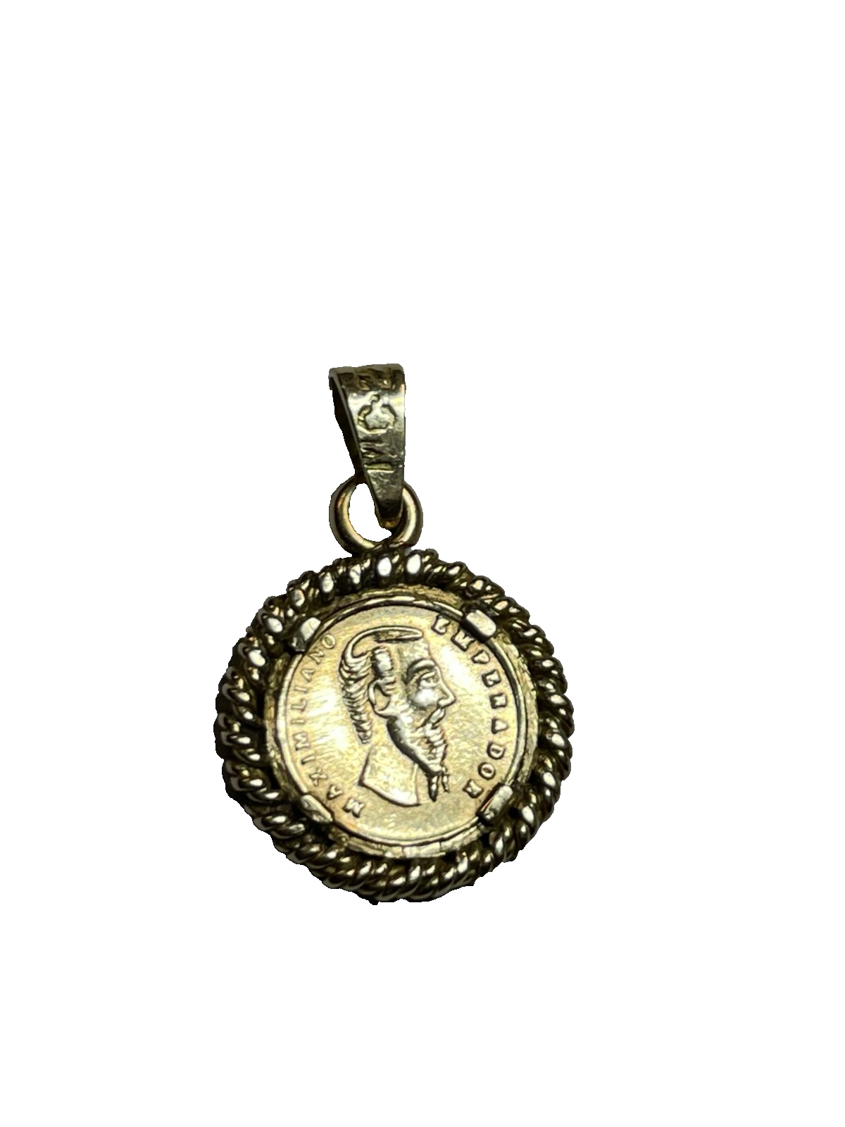585 Gold 14 K Gelbgold Anhänger Charm mexikanische Münze in Fassung Münzanhänger5