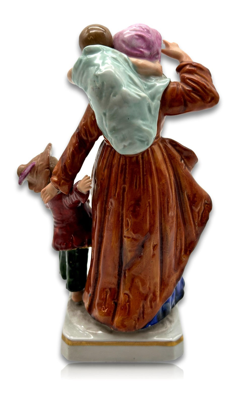 Jugendstil Sitzendorf Porzellanfigur – Frau mit Kindern um 1900 – fein bemalt4