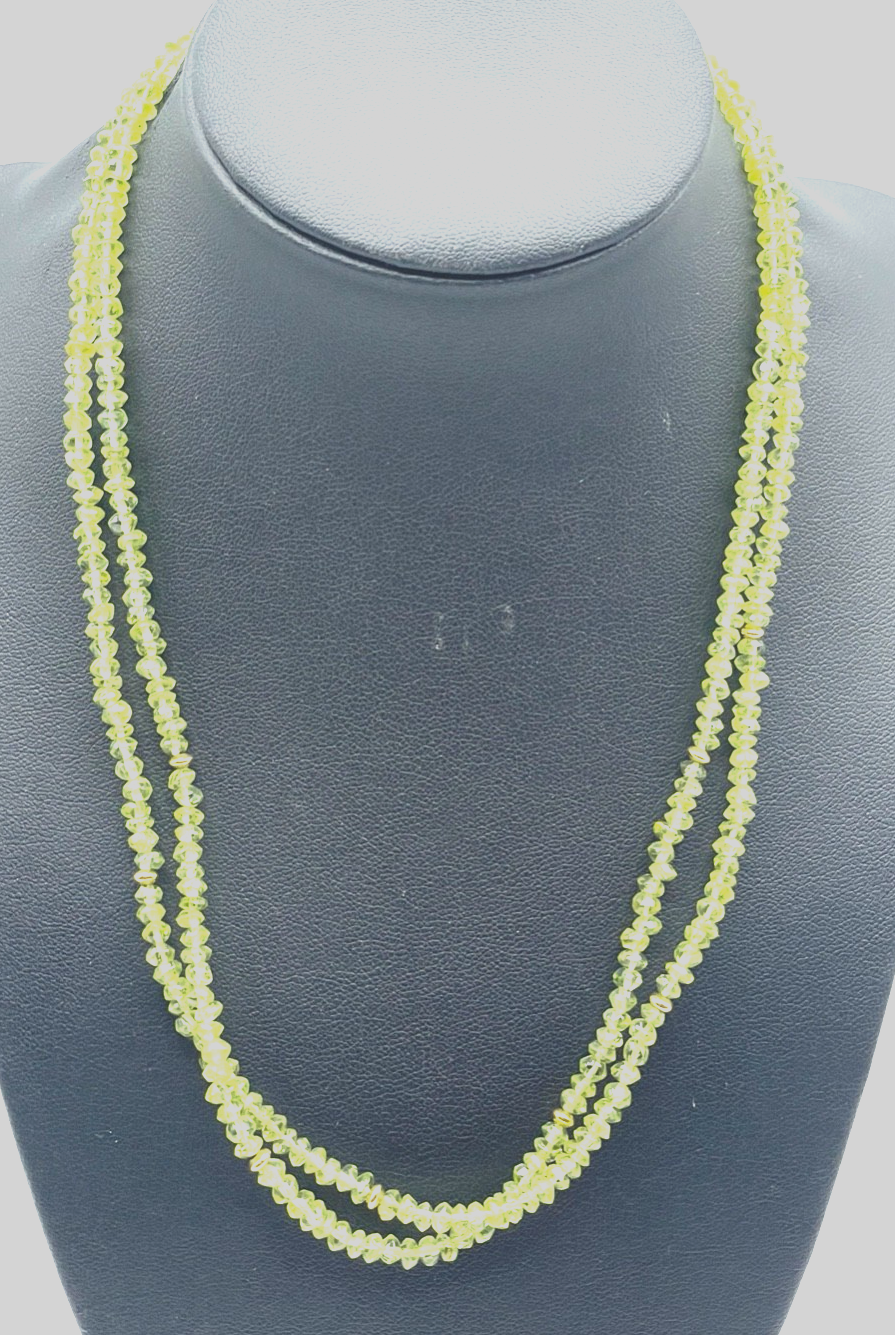 BCI 375 Gold 9 K facettierte Peridot Kette Halskette L 44,5 cm zweisträngig gepf1