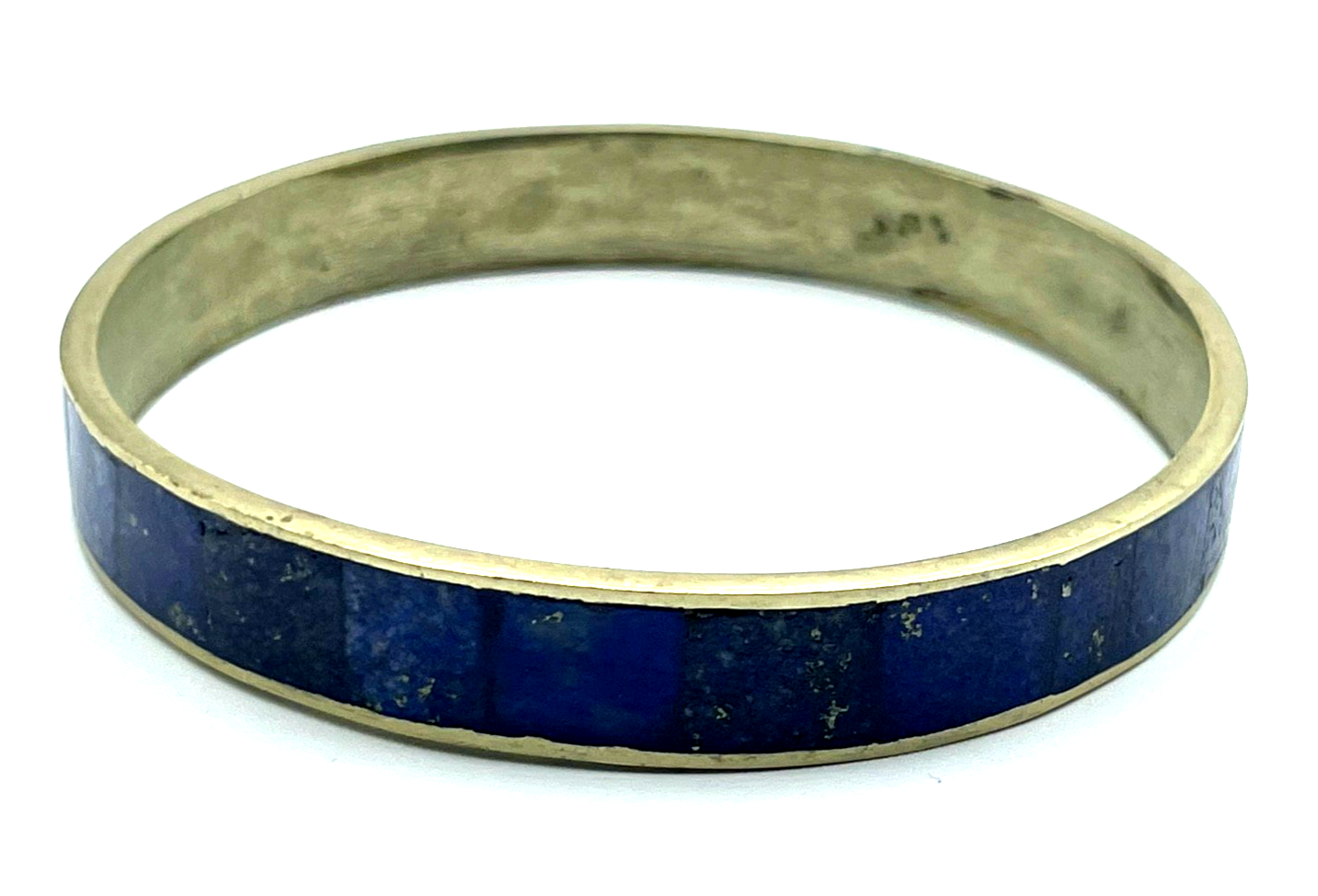 Vintage Tibet Silber Armreif  Lapislazuli Inlay Einlage Handarbeit Ø 6,8cm B 1cm11