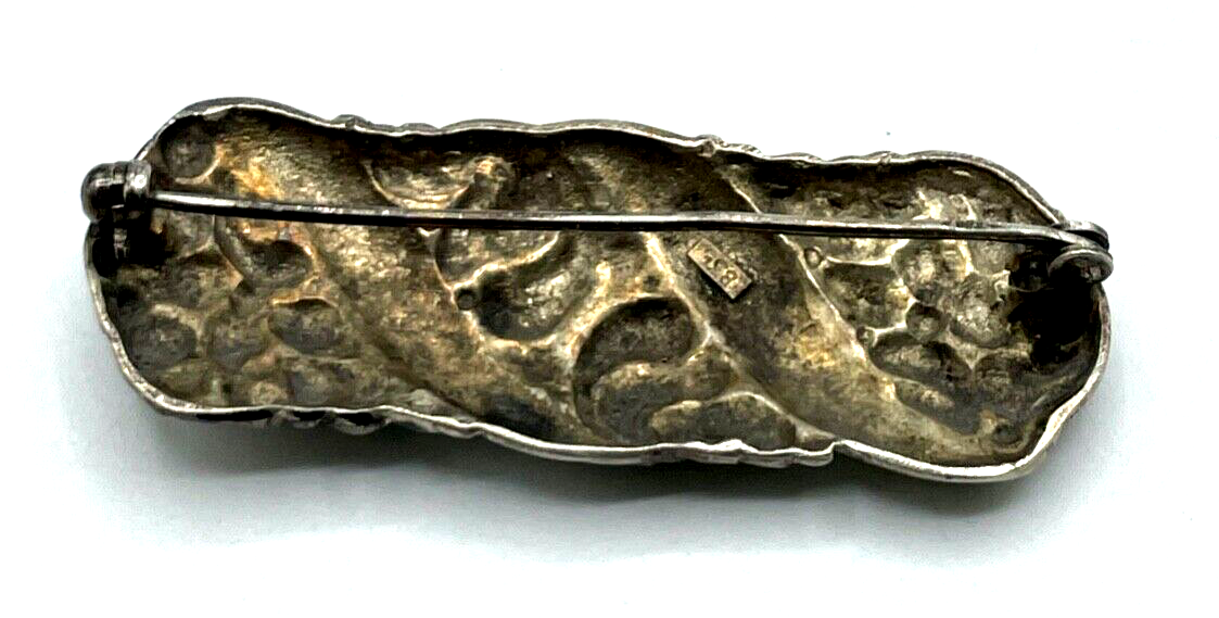 Antik 835 Silber Brosche Anstecknadel mit apartem Dekor Muster solide Handarbeit3