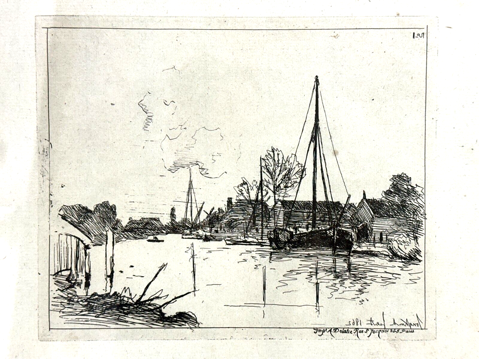 Johan Barthold Jongkind 1819-1891 - Radierung aus dem Jahr 1865 - 'Le Canal'1