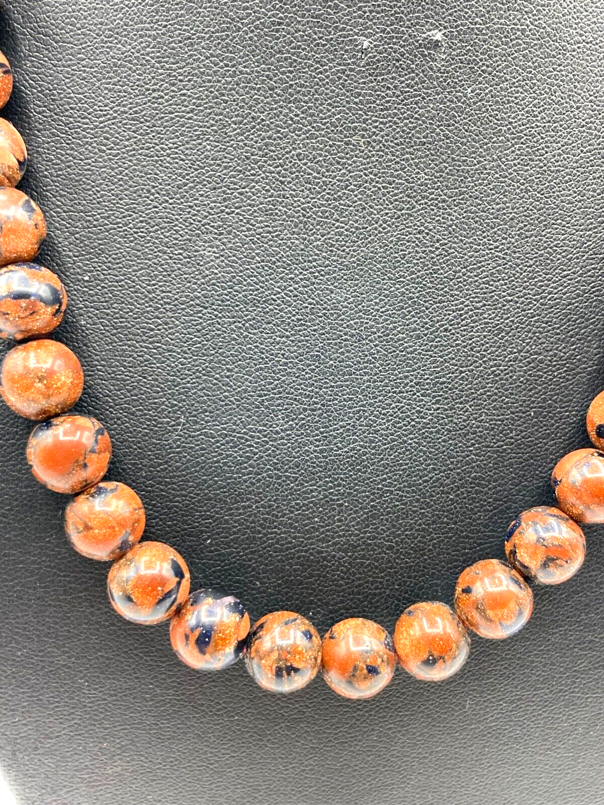 Kugelkette Collier Turmalin Tigerauge Edelstein L 45,5 cm Ø 10 mm wie Goldfluss2
