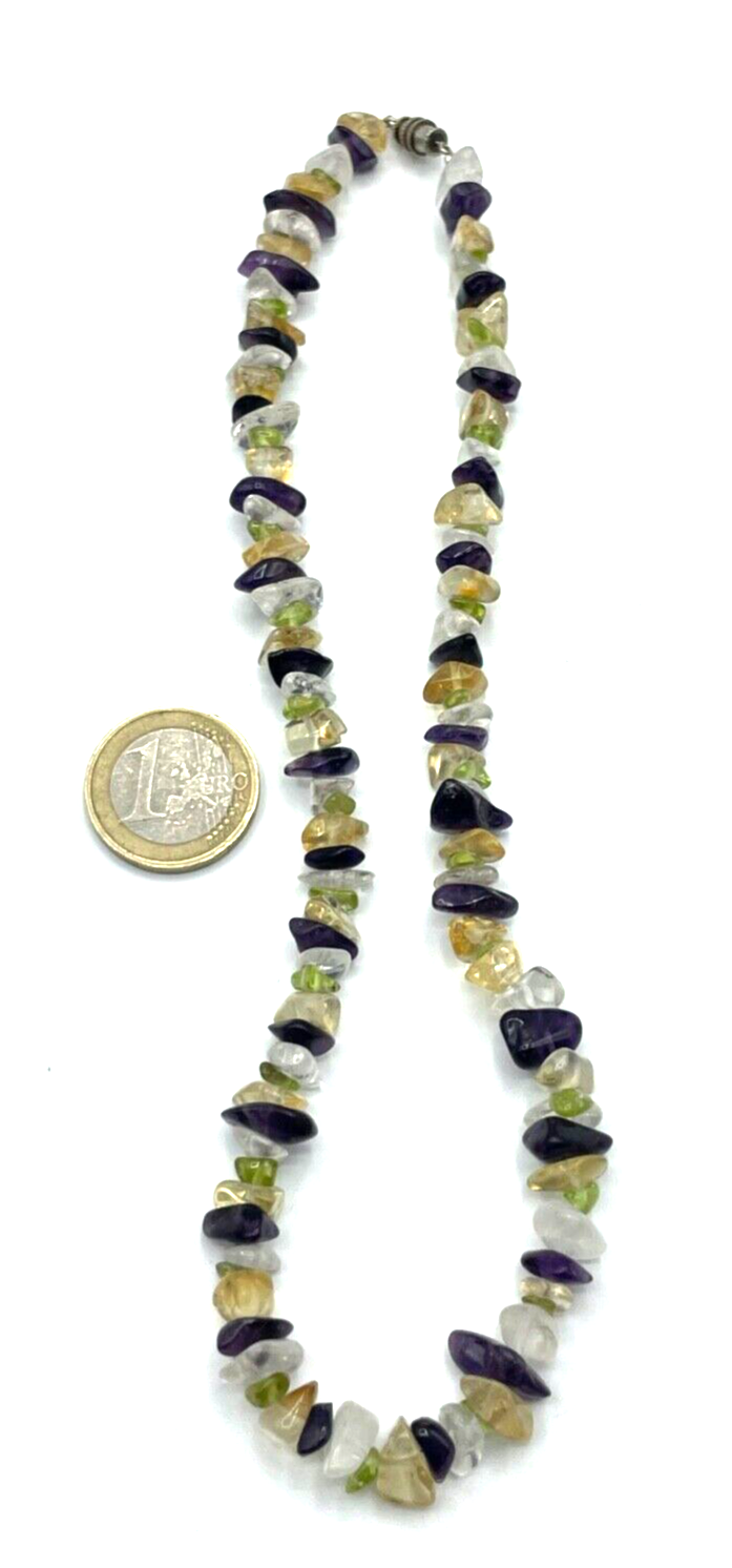 Aparte Edelstein Kette Collier Amethyst Citrin Peridot Bergkristall 42cm Silber1