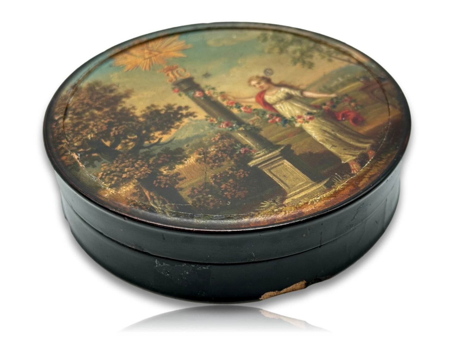 Lackdose Tabakdose Tabatiere Schnupftabakdose - Handbemalt - Art nach Stobwasser7