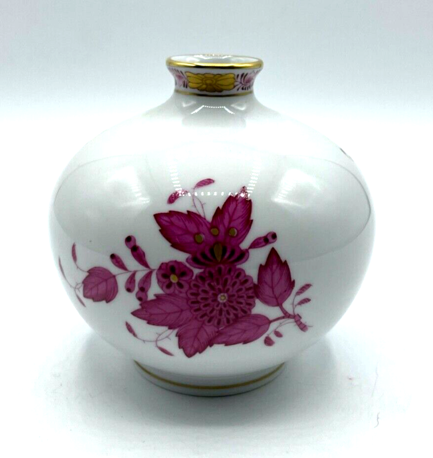 Herend Porzellan Vase APPONYI PURPUR handbemalt  7088/AP 1. WAHL H ca. 11 cm0
