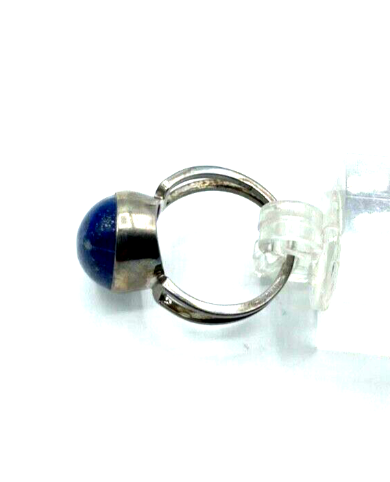 Vintage solider 925 Silber Ring Sodalith massiv Ø17mm RG54 Handarbeit midcentury3
