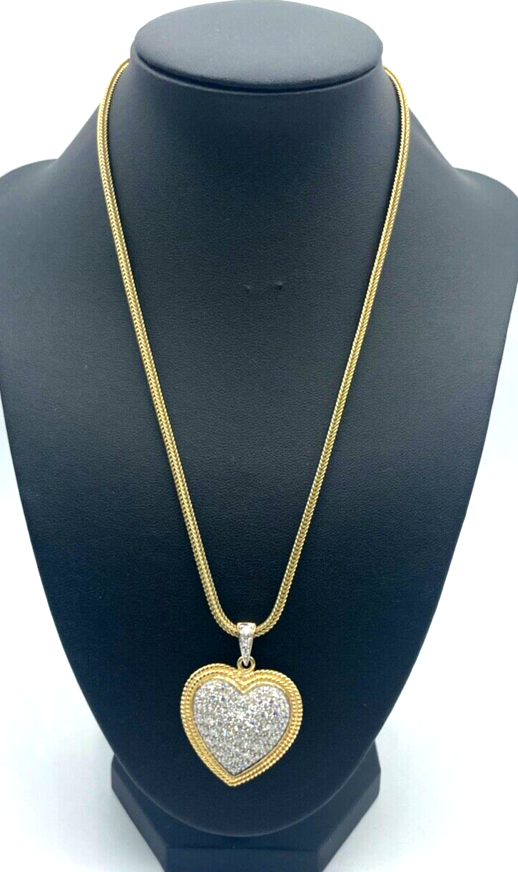 925 Silber Fuchsschwanz Kette  prächtiger Herz Anhänger Zirkonia vergoldet neuw.0