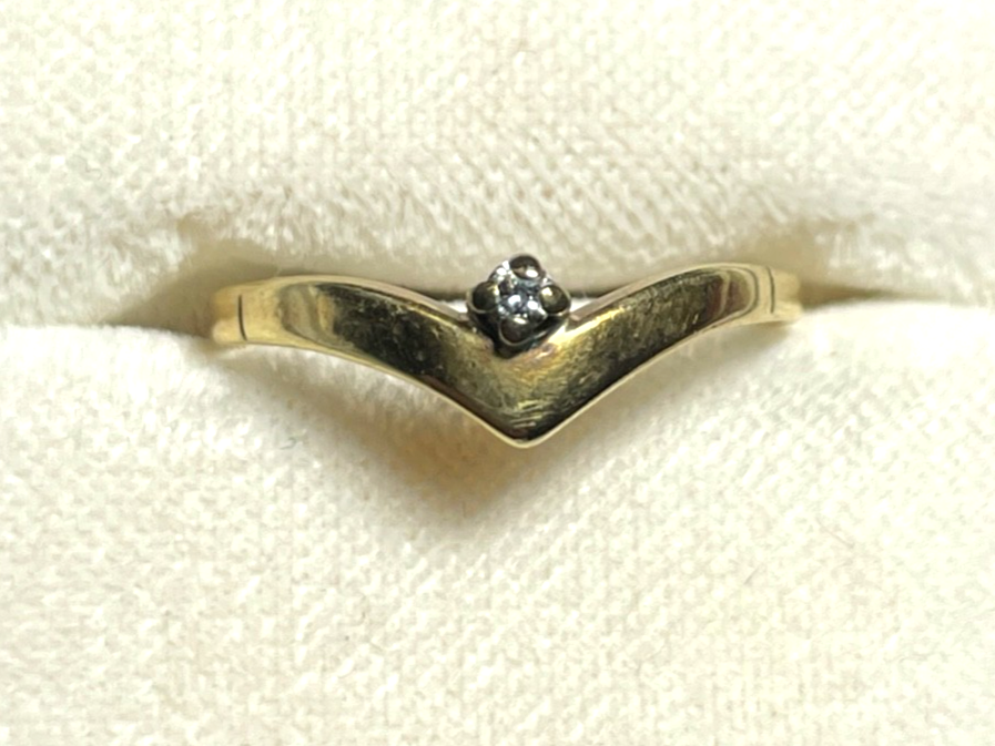 Moderner zarter 585 Gold 14 K Damen Ring kl. Diamant Ø 17 mm RG 541