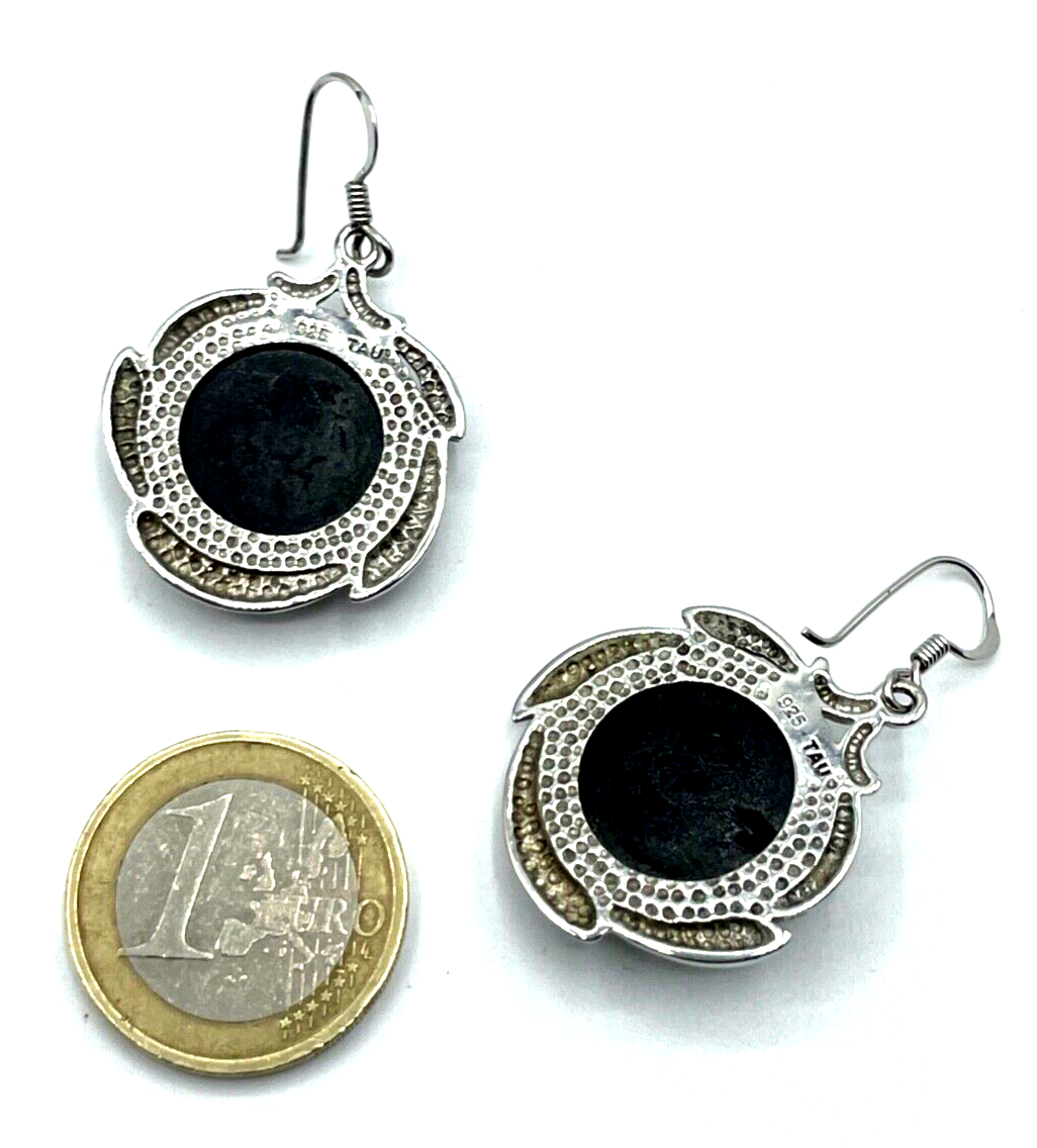 Prächtige TAU 925 Silber Ohrringe Ohrhänger Achatdruse ausgefallen L 43 B 26 mm4