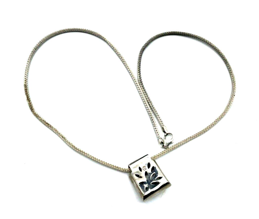 Moderne 925 Silber Kette Fuchsschwanz Dekor + gr. Zirkonia Anhänger solide6