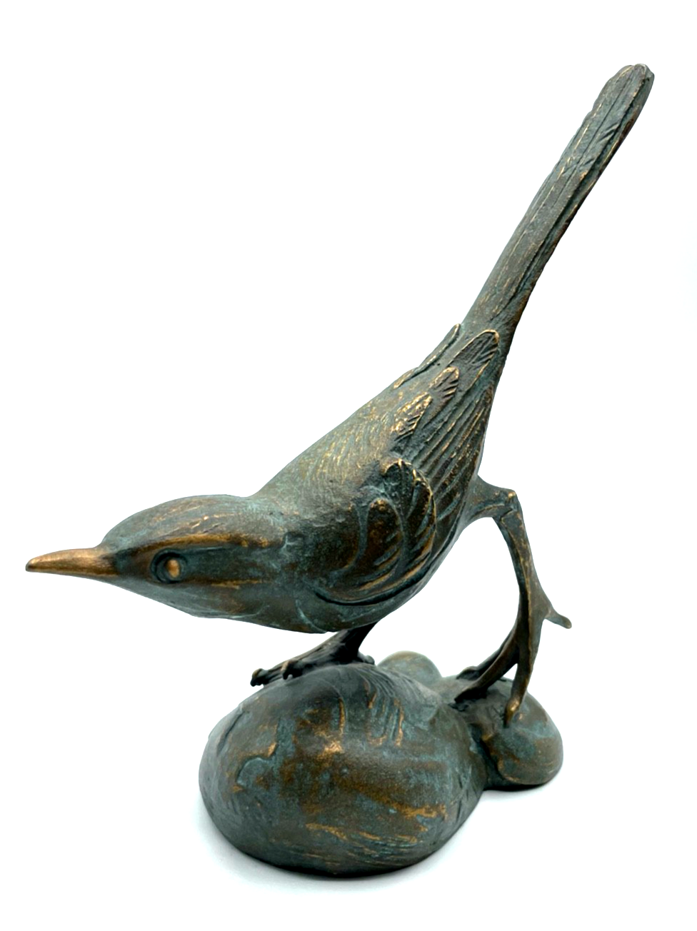 Strassacker Bronze Plastik mit Patina Vogel vollplastisch H 17 cm mit Stempel0