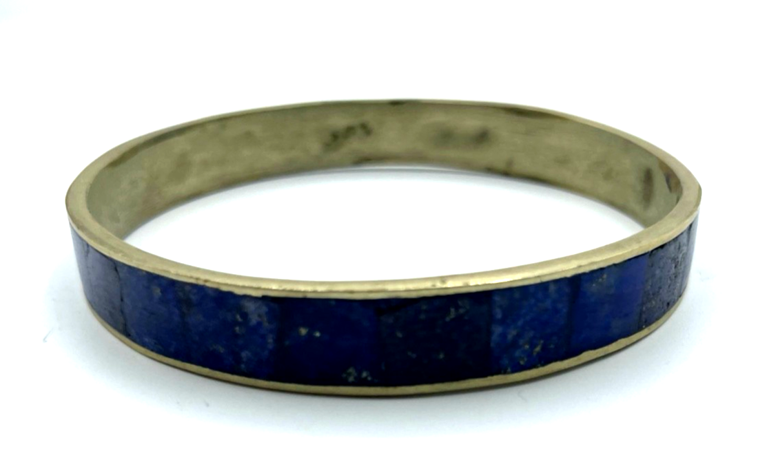 Vintage Tibet Silber Armreif  Lapislazuli Inlay Einlage Handarbeit Ø 6,8cm B 1cm1