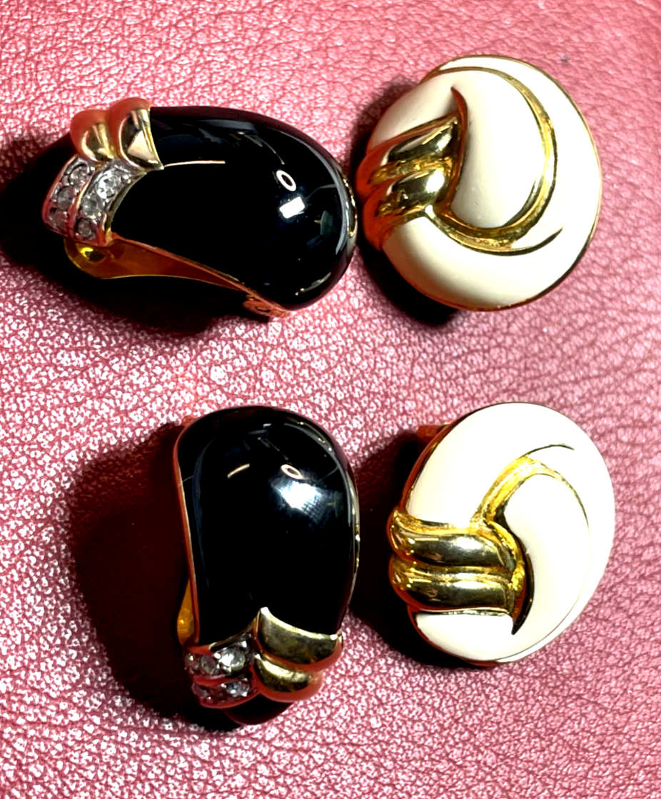 Statement 2x Ohrclips Clips stattlich hochwertiger Soleil Modeschmuck Emaille5