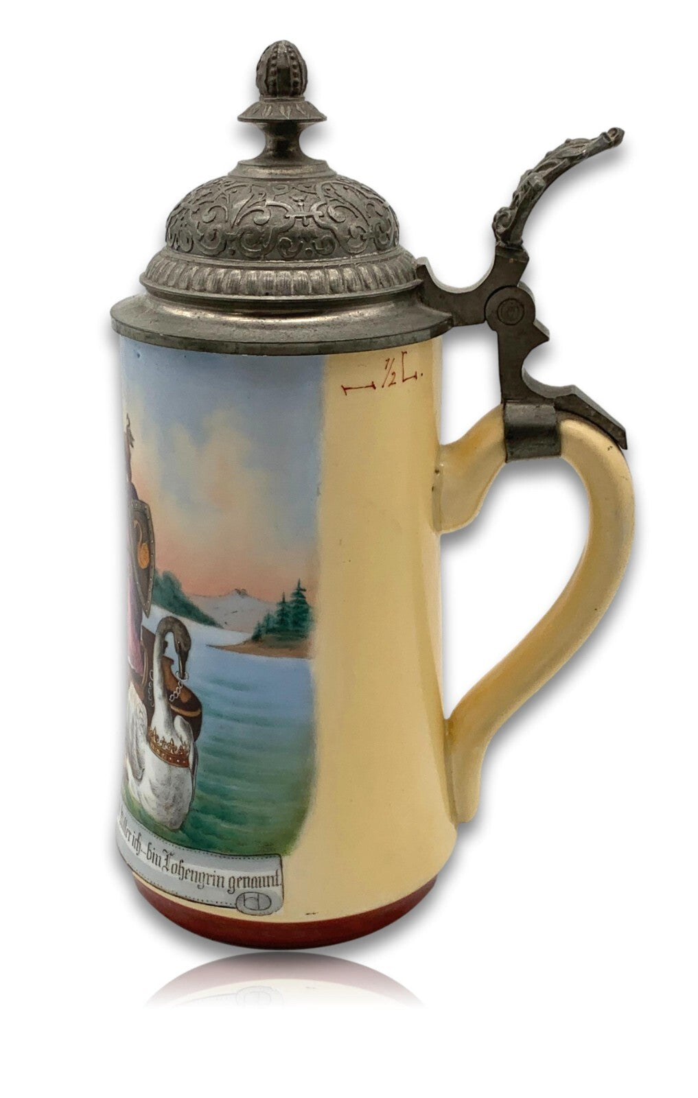 Bierkrug Humpen - Gralserzählung - Oper Lohengrin von Richard Wagner - um 18905