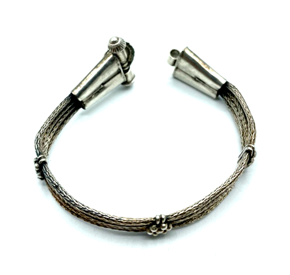 Vintage Ethno echt Silber Flechtdekor Armband unisex Handarbeit L 18 cm gepflegt9