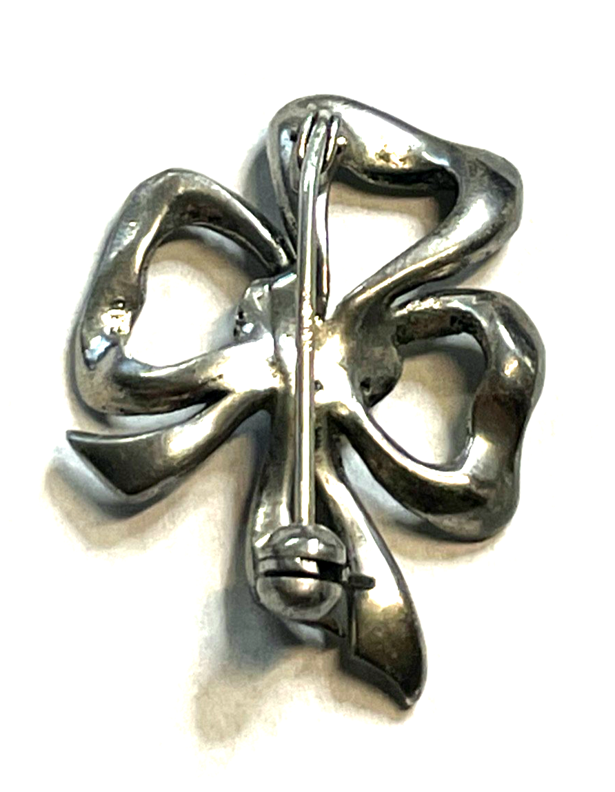 Antik 835 Silber Brosche Anstecknadel klassische Schleife Markasit Besatz orig.8