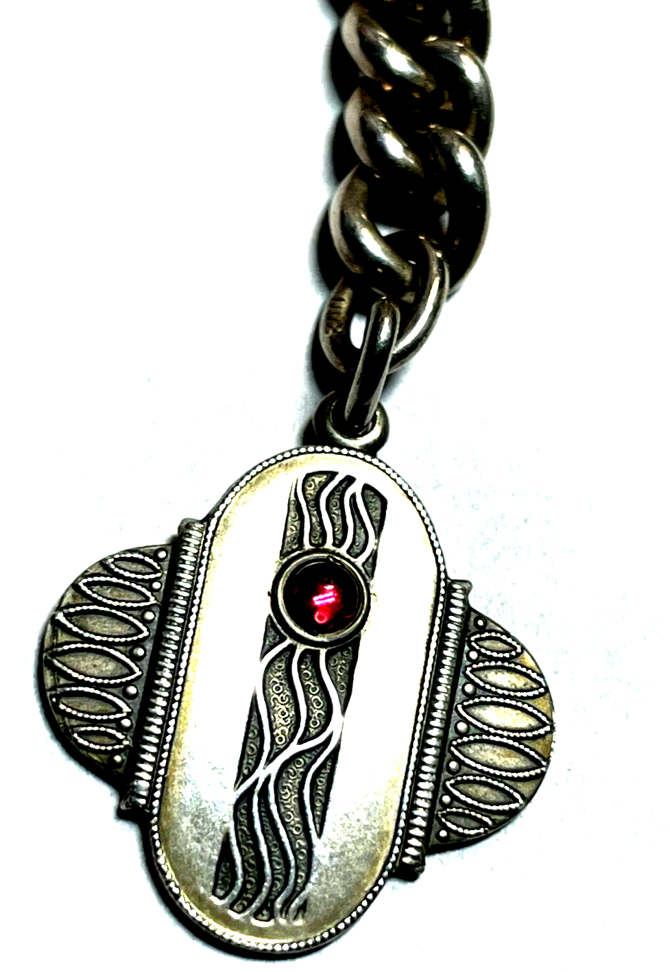 Antik Jugendstil 800 Silber Armkette Panzer Armband mit Pendant sehr gepflegt2