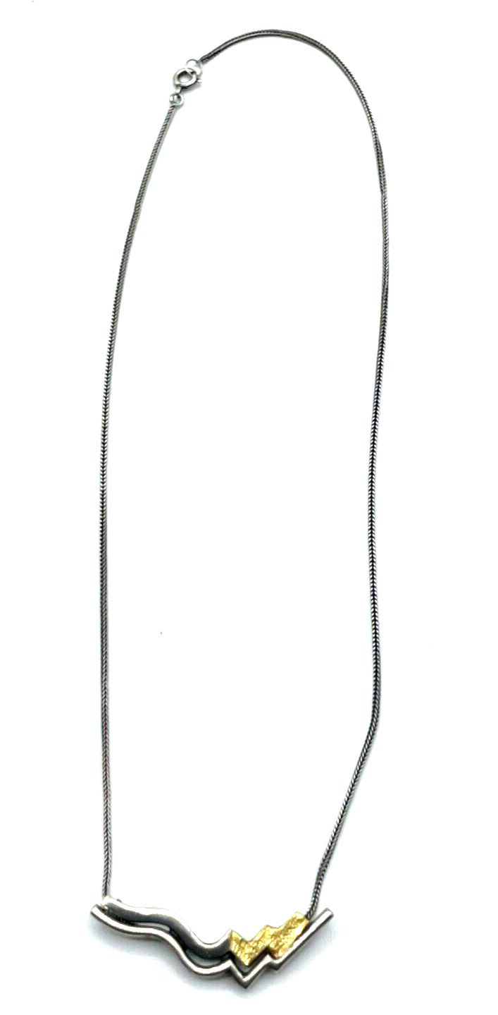 925 Silber Kette Design Collier 80er Jahre Fuchsschwanz Gold Juwelier Unikat0