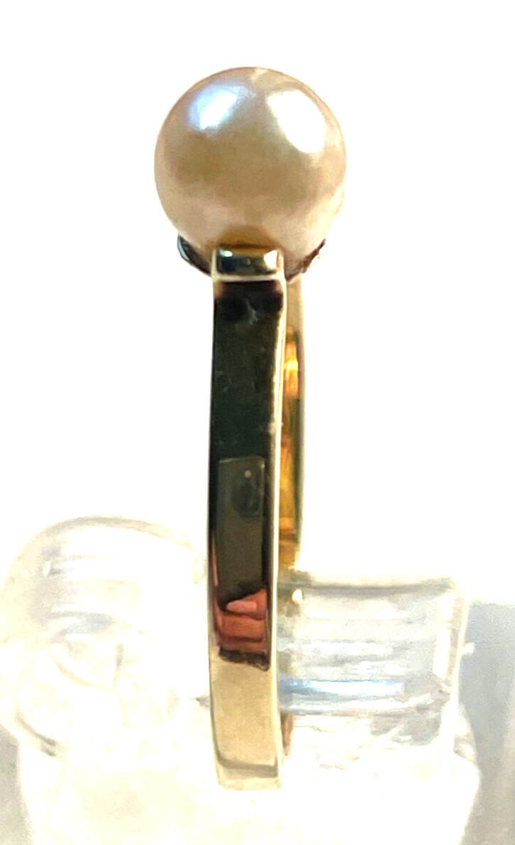 Solider Klassiker 585 Gold 14 K Ring 16,8 mm RG 53  Akoya Perle Juwelier gepfl.3