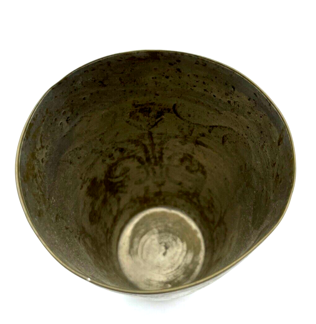 Alter Metall Becher Handarbeit Messing Zinn Isfahan Kunsthandwerk H 16 cm Nr. 33