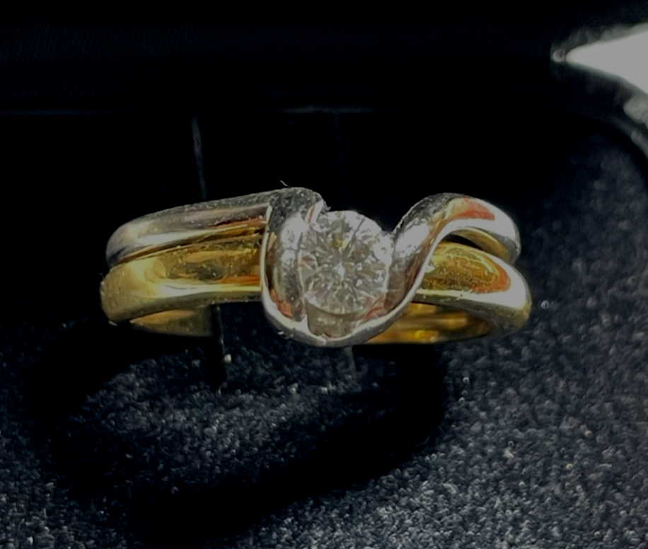 750 Gold 18 K Ring Solitär Brillant 0,5ct bicolor solide Juwelier Qualität RG 5414