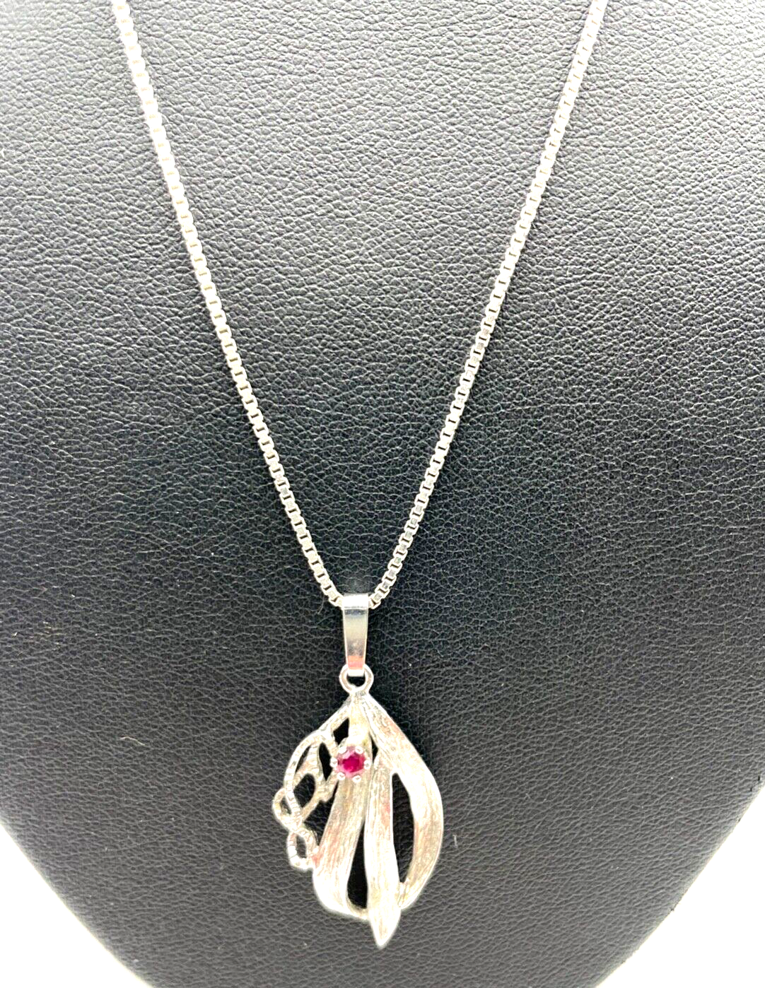 Elegante 925 Sterling Silber Venezianer Kette + 835 Anhänger Rubin rhodiniert1