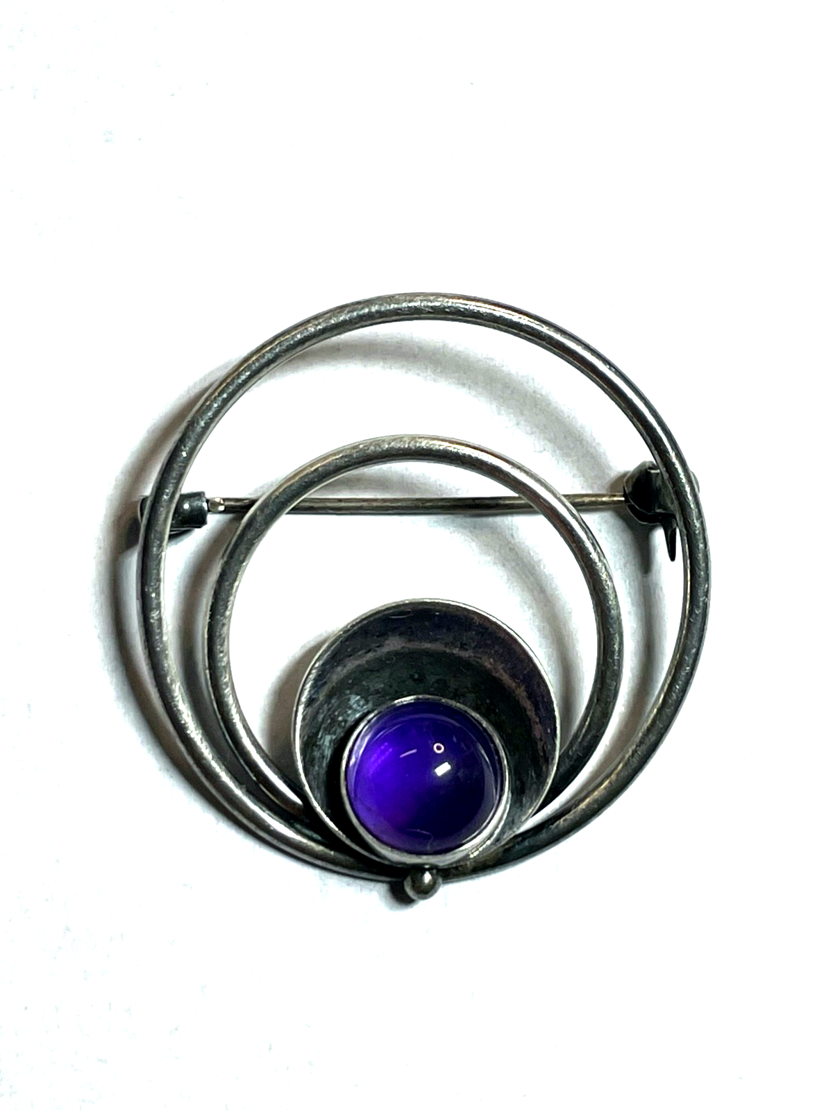 Solide 835 Silber Brosche Anstecknadel Modernist 70er Jahre Original Rosenquarz1