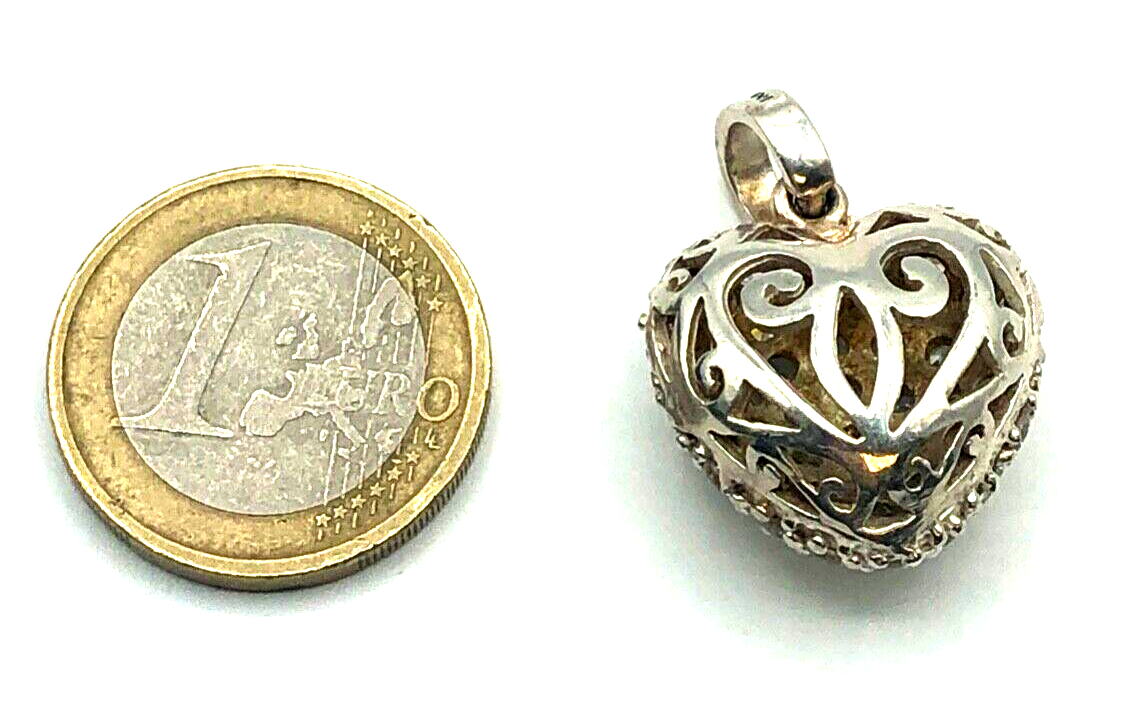 Lumani großer Herz Anhänger 925 Silber massiv 11 Gramm mit klaren Zirkonia L30mm2